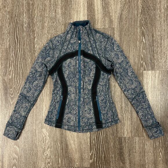 EUC Lululemon Define Jacket Brushed Rose Herringbone Alberta Lake Zip Black Teal - Picture 3 of 16